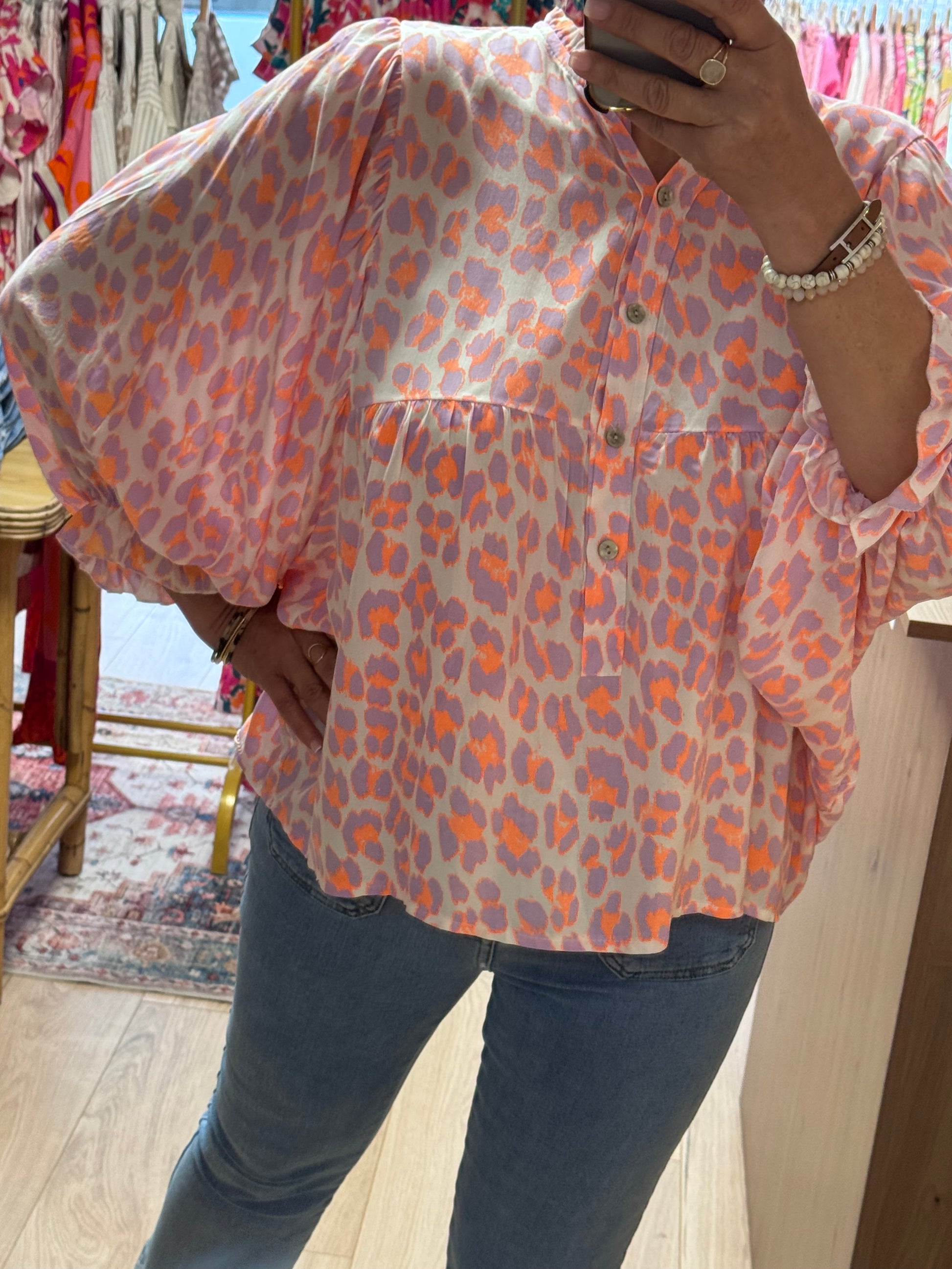Blouse Léo Lila et corail