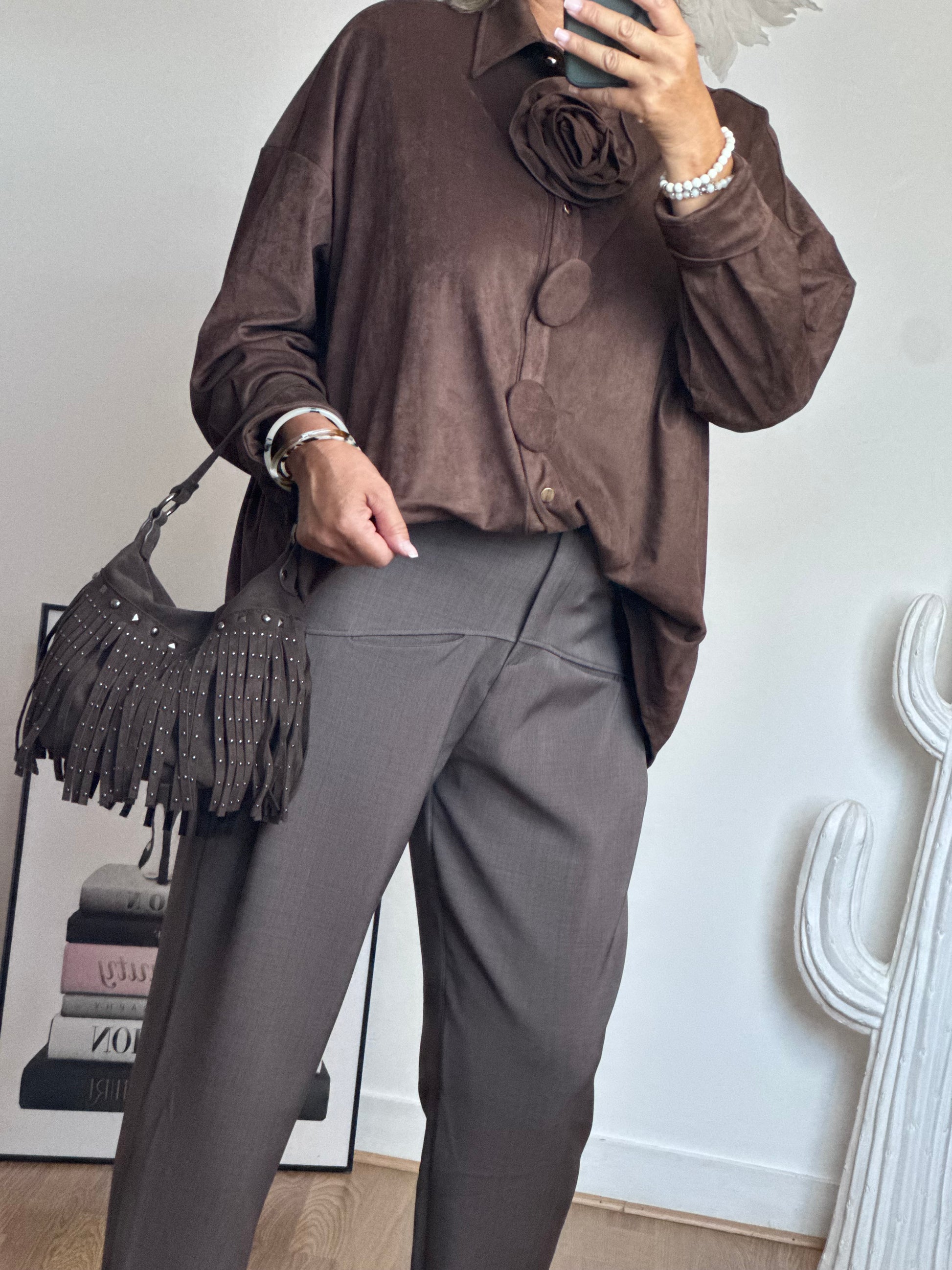 Chemise ou veste Louisa marron