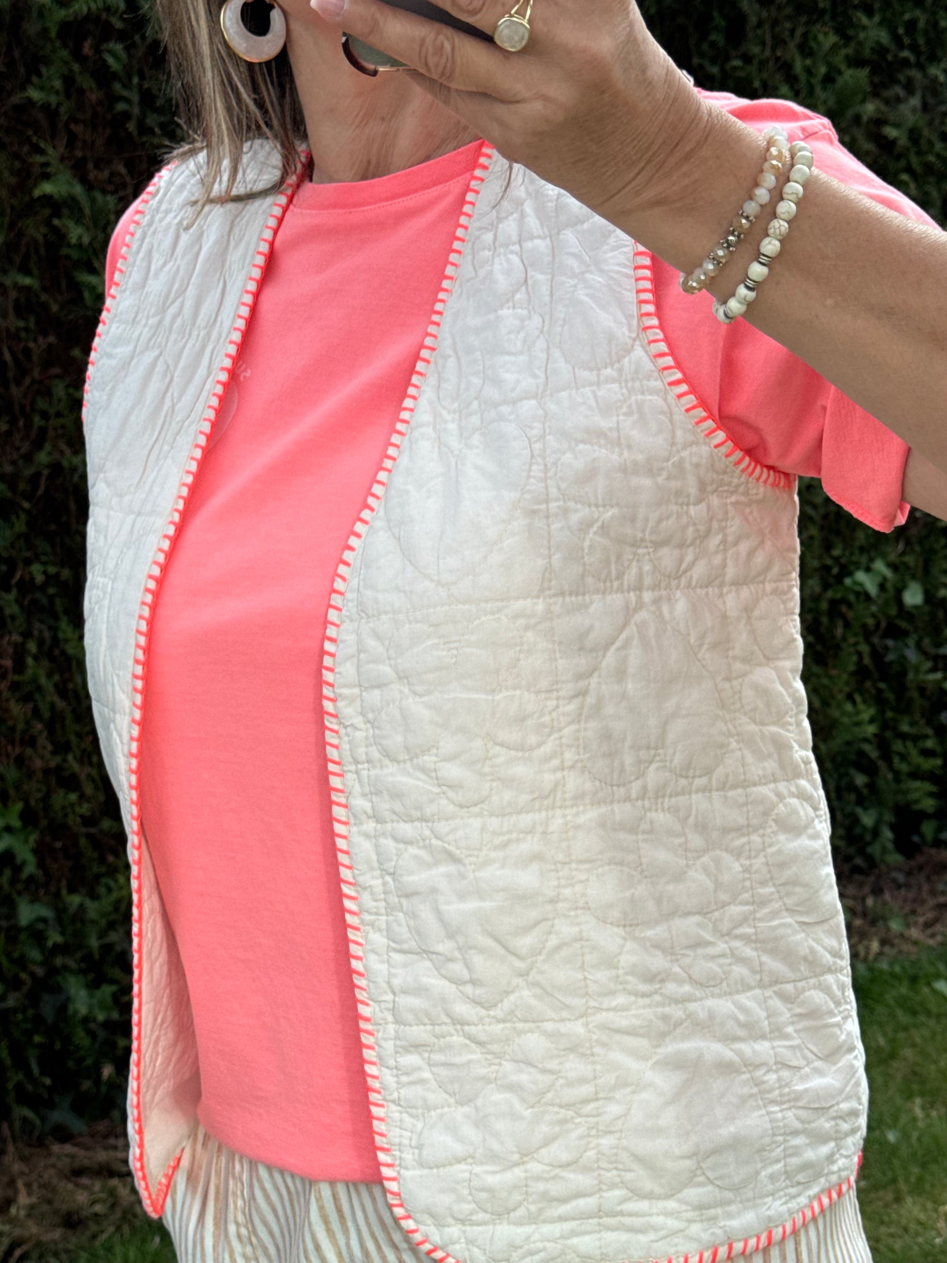 Gilet matelassé blanc cassé