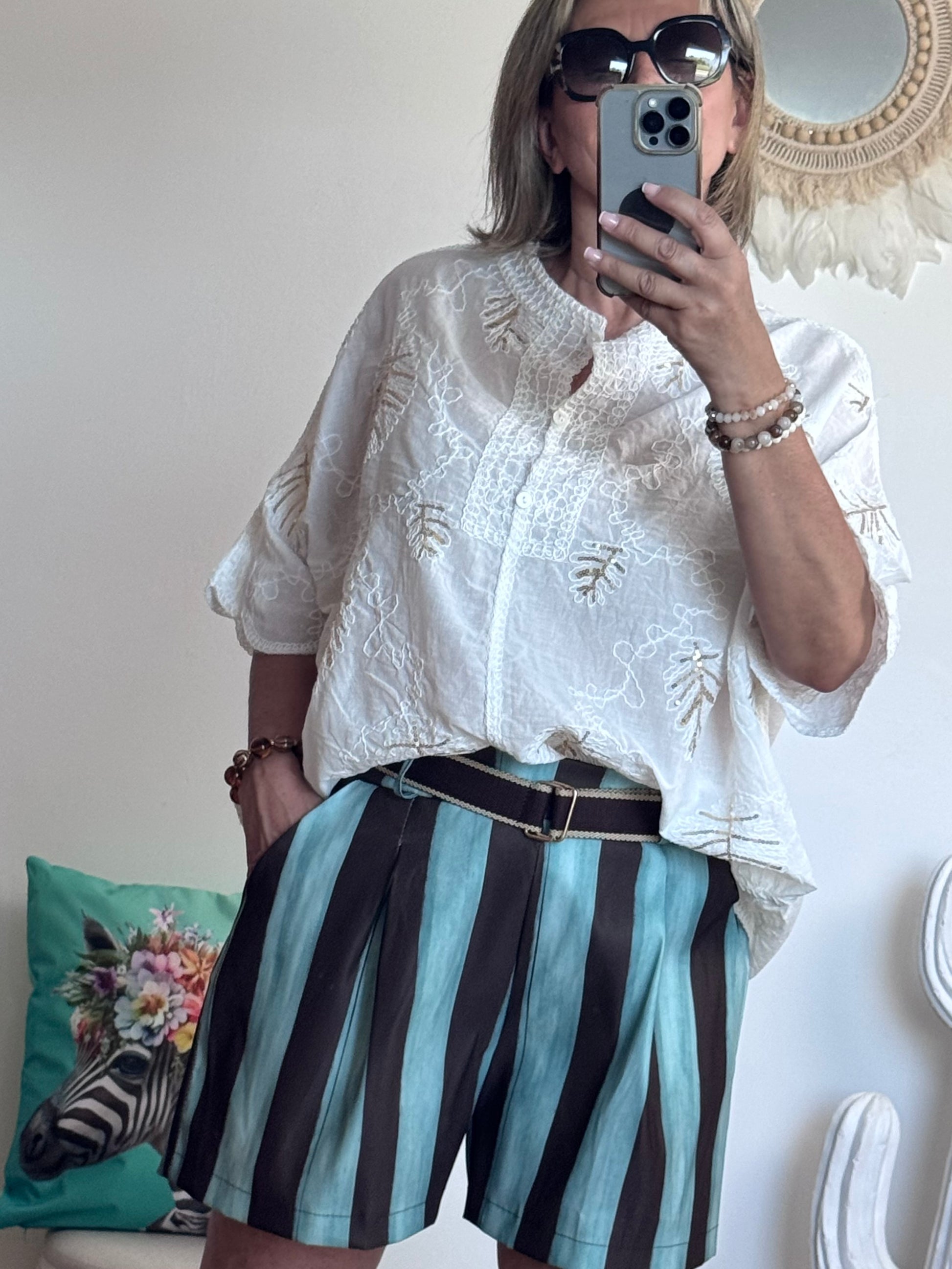 Short rayé marron/vert TU 42/48