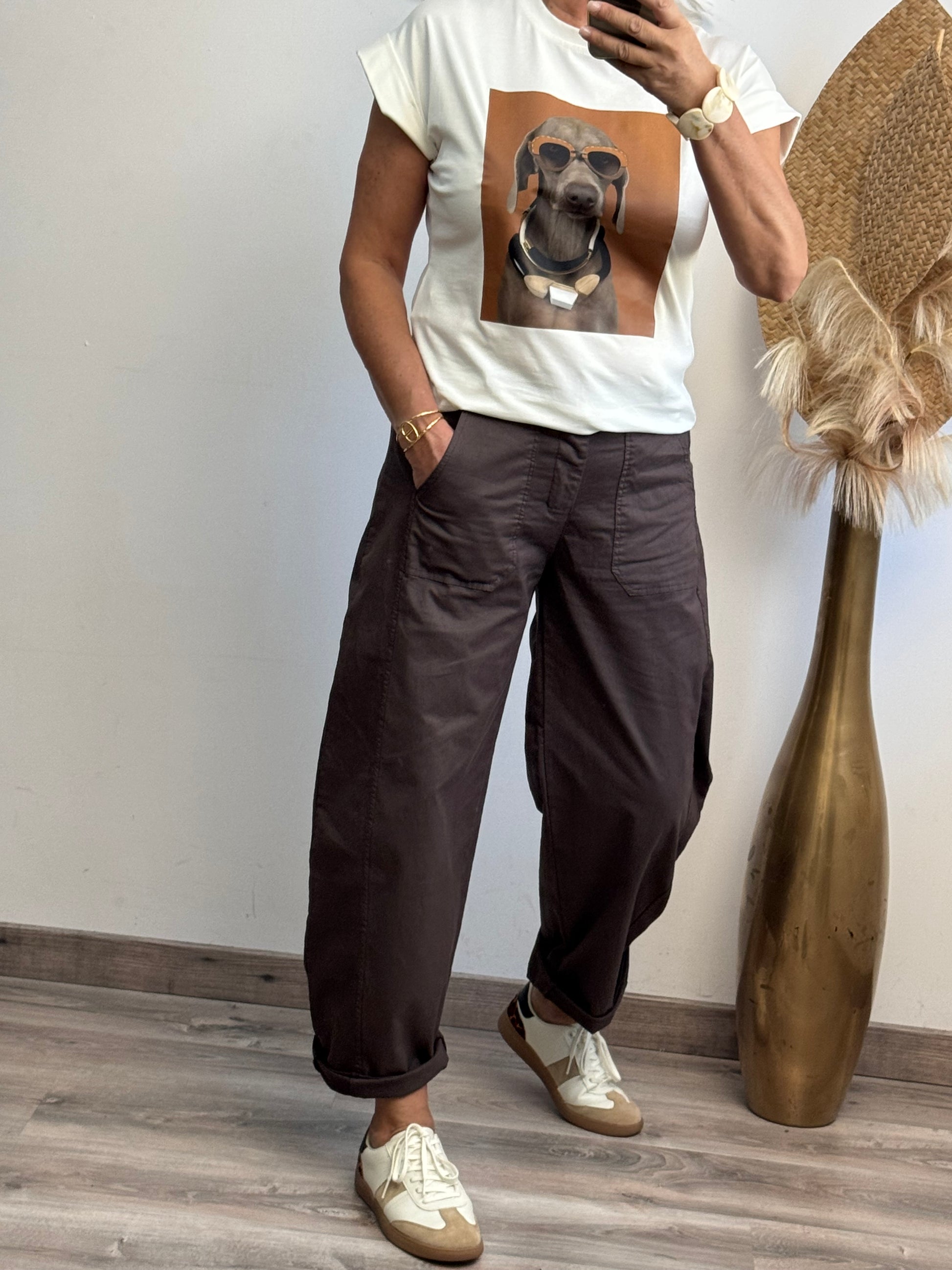 Pantalon barrel marron