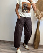 Pantalon barrel marron
