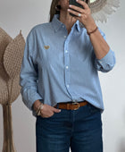 Chemise rayée bleue cœur doré du S/M au 4XL