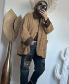 Veste moumoute camel bi matière