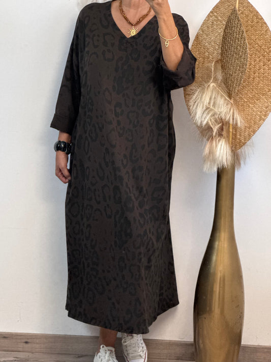 Robe longue Léo marron TU 46/54