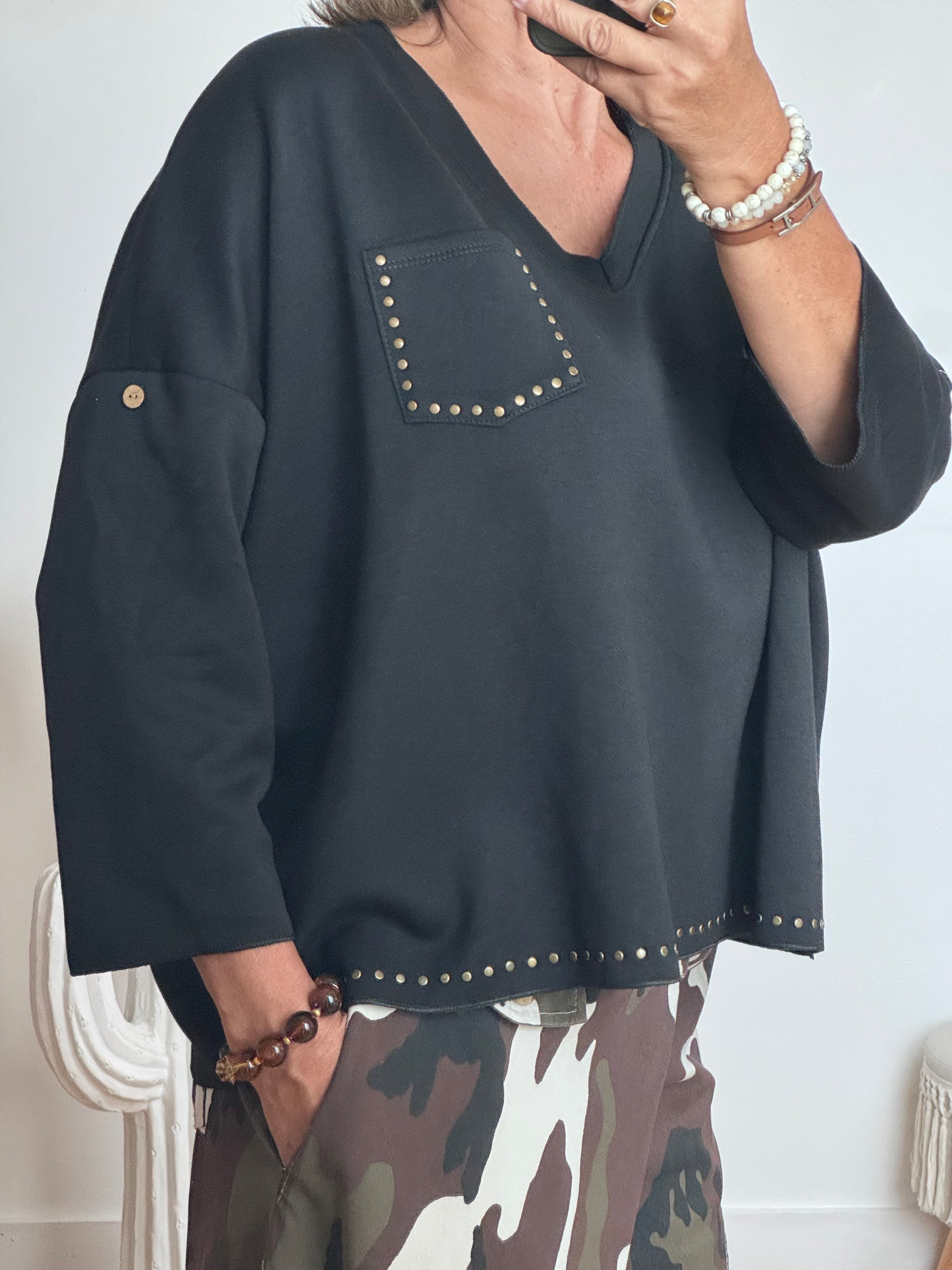 Pull noir rivets