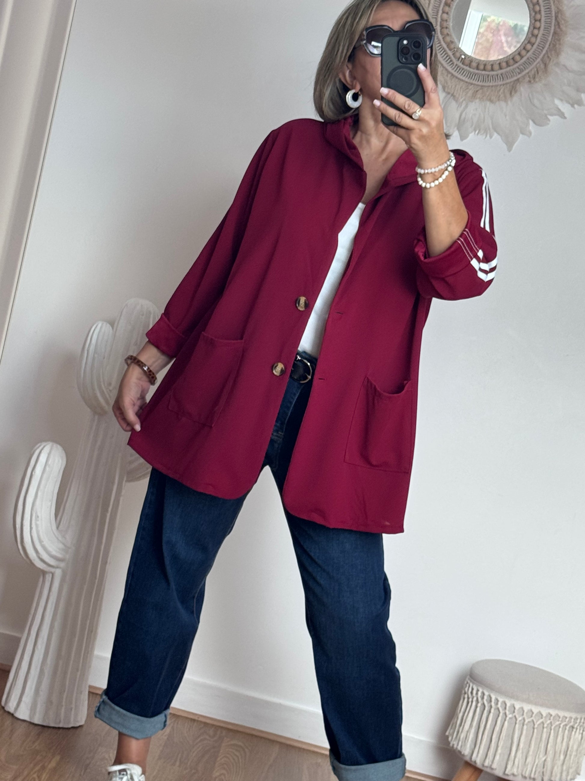 Veste casuel bordeaux jolie forme