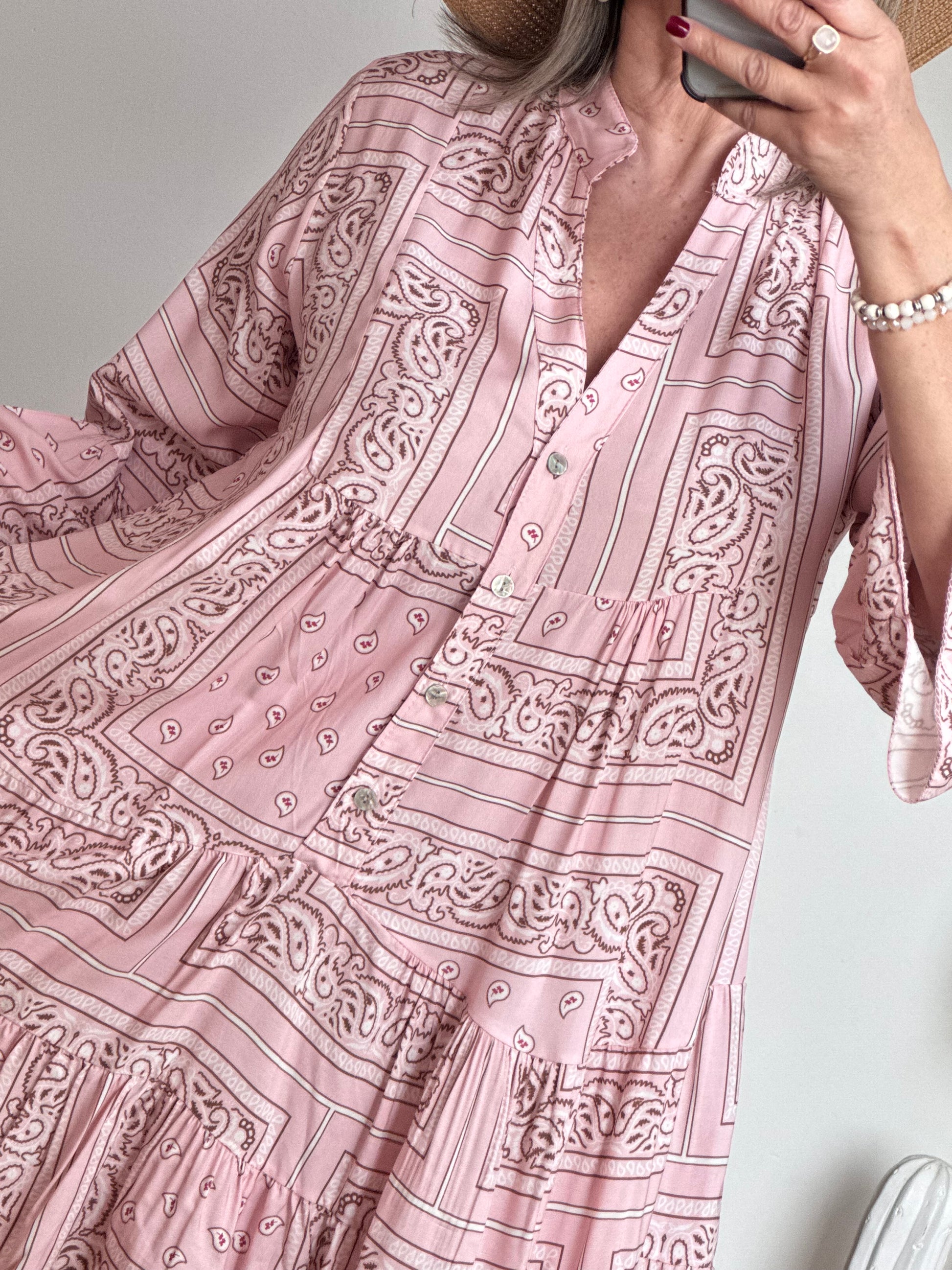 Robe Léa bandana rose