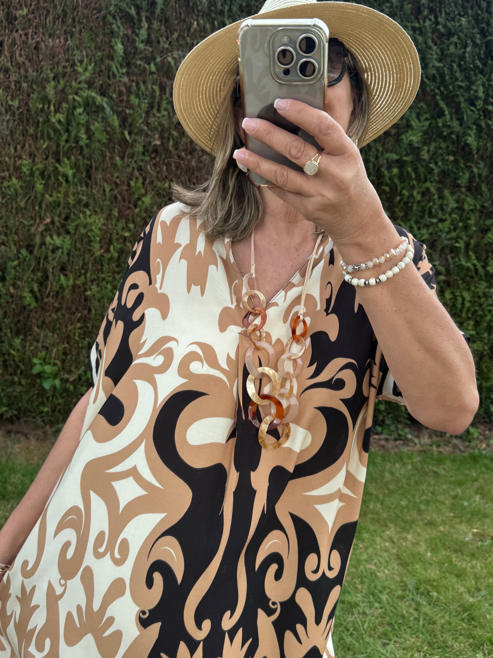 Robe fluide arabesque beige TU 40/48