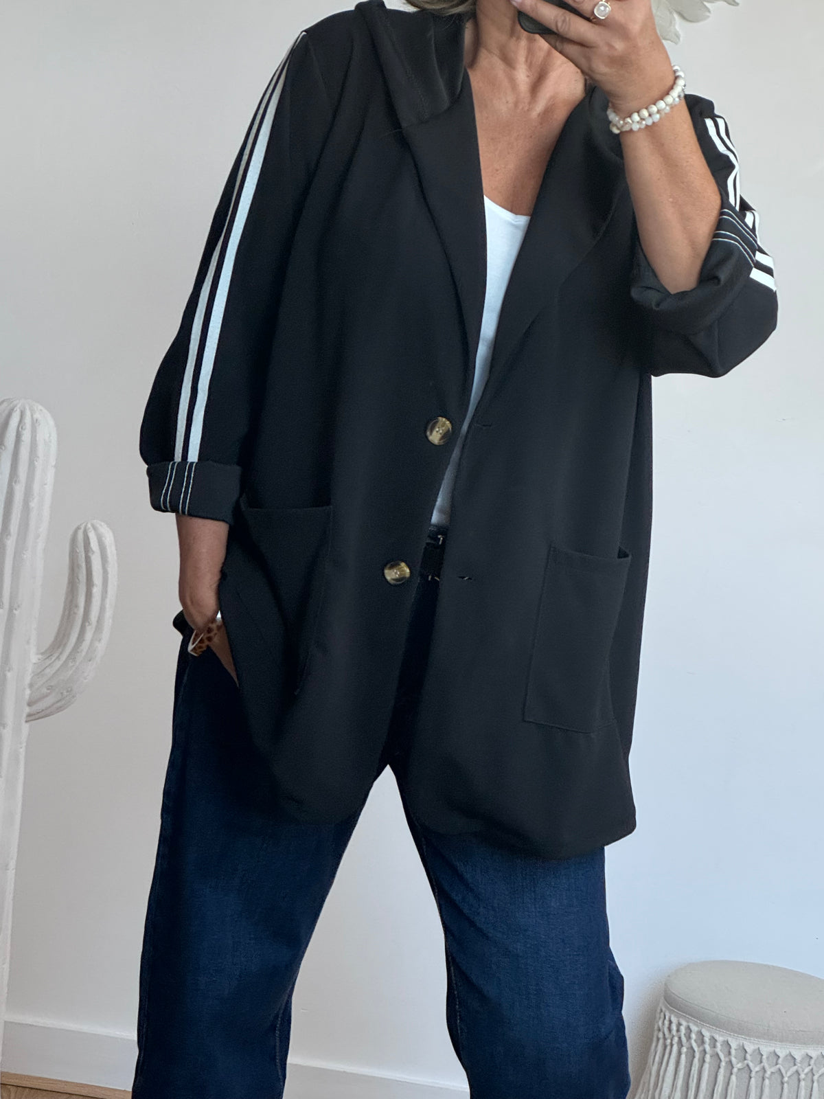 Veste casuel noir jolie forme