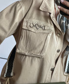 Veste jeans beige dentelle