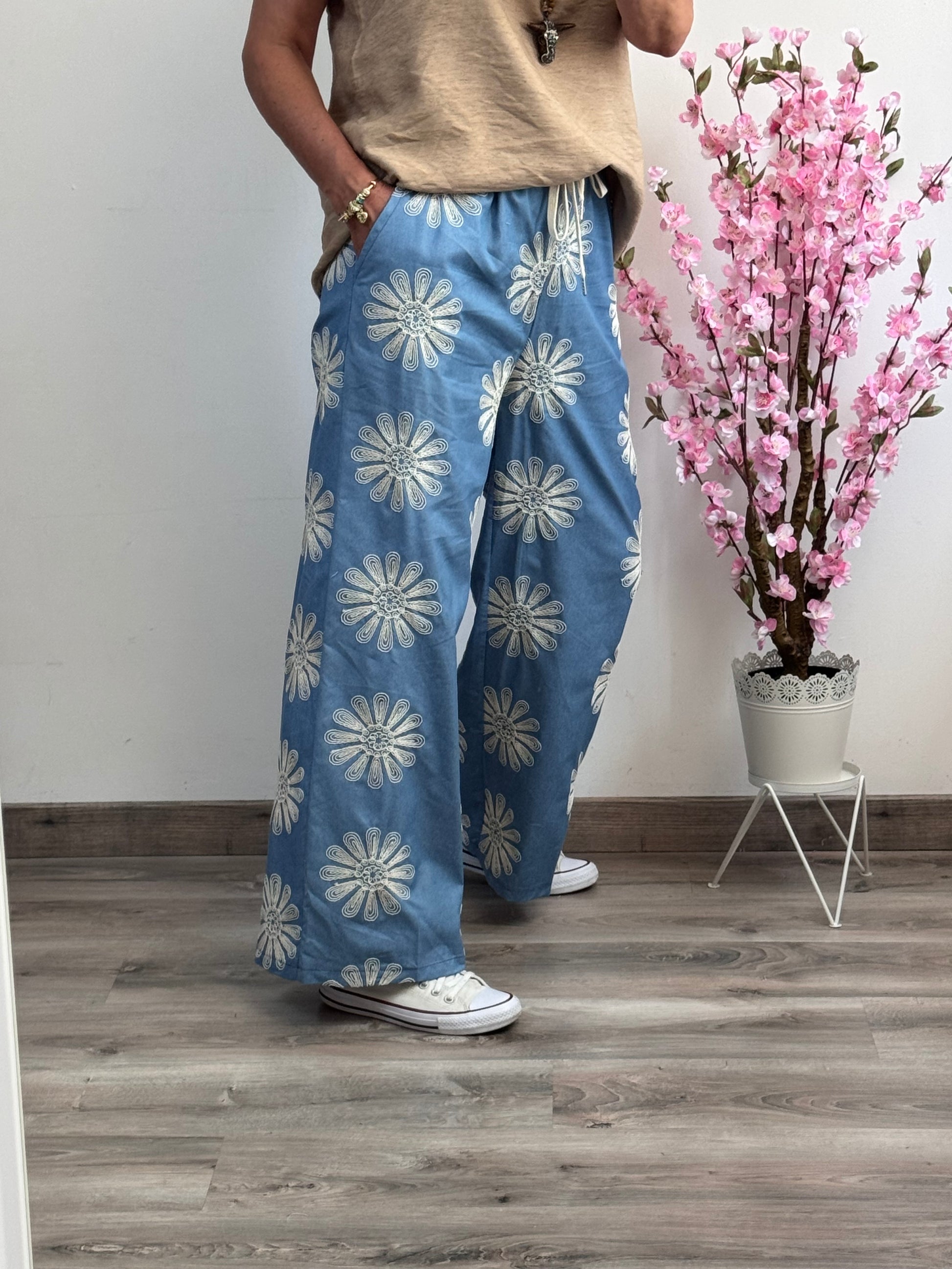 Pantalon Flora bleu
