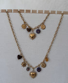 Parure collier et bracelet breloques bleues