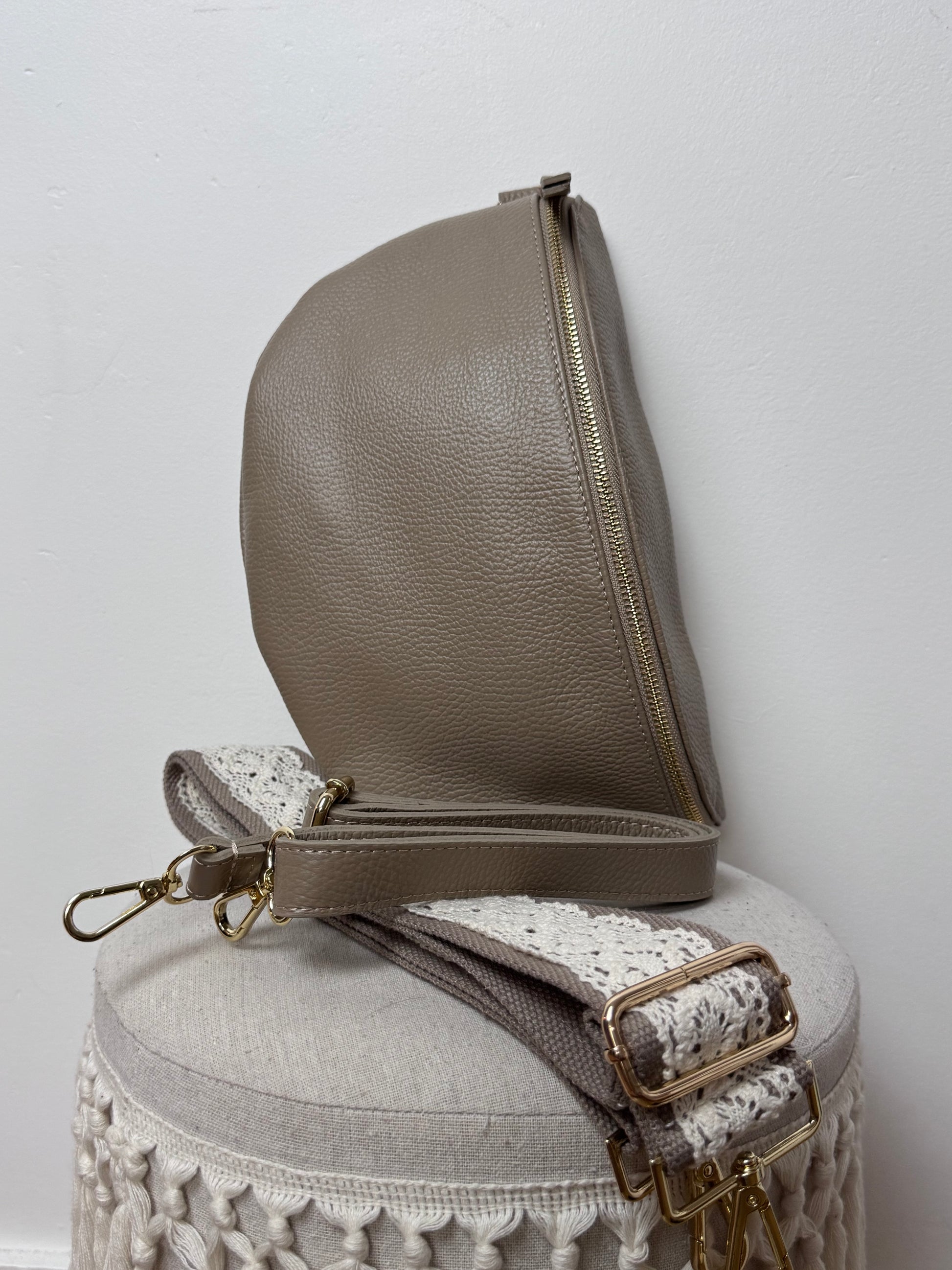 Sac banane cuir beige  + 2 sangles