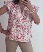 Blouse brodée bulles multicolores