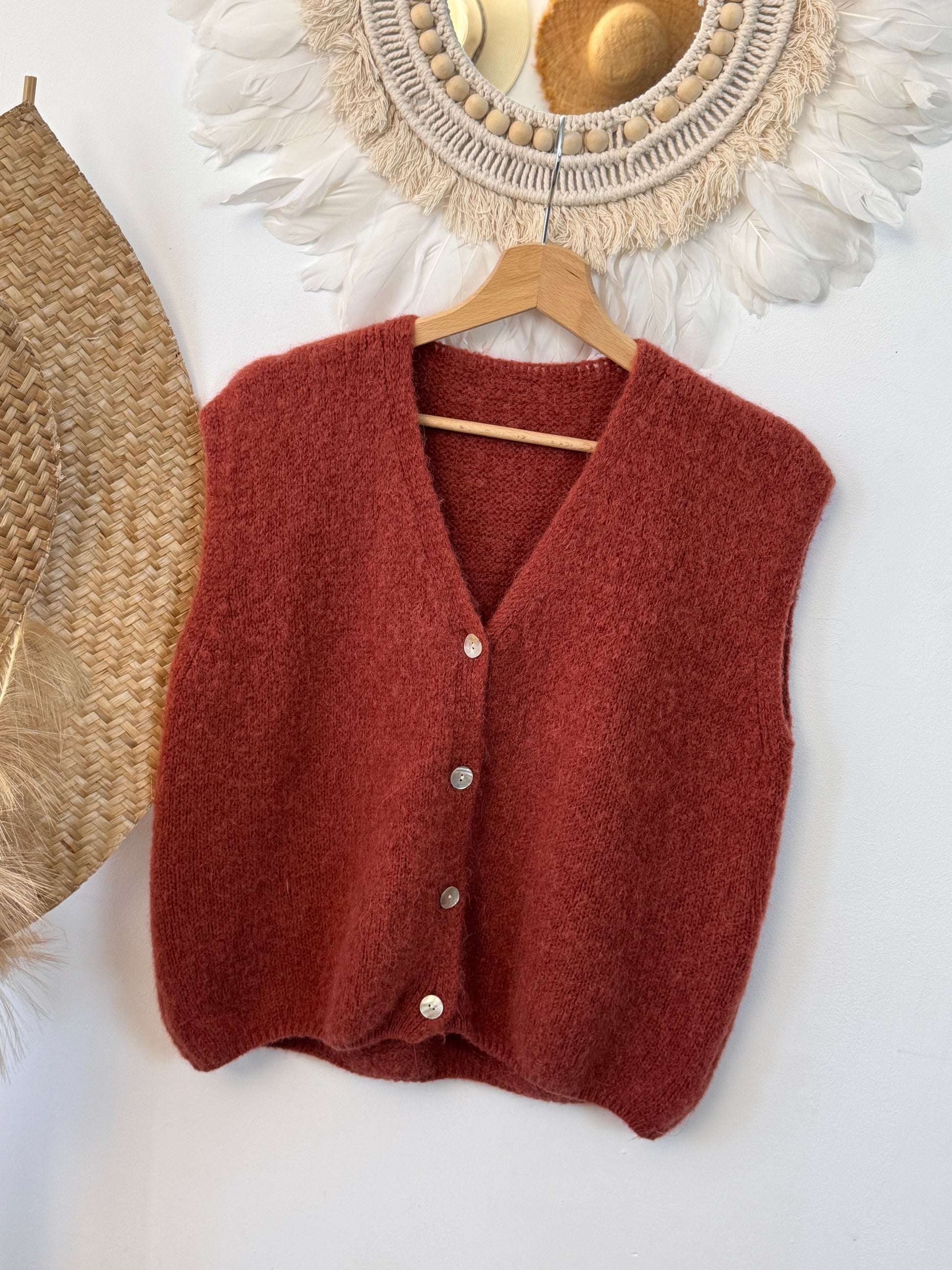 Gilet brique en alpaga
