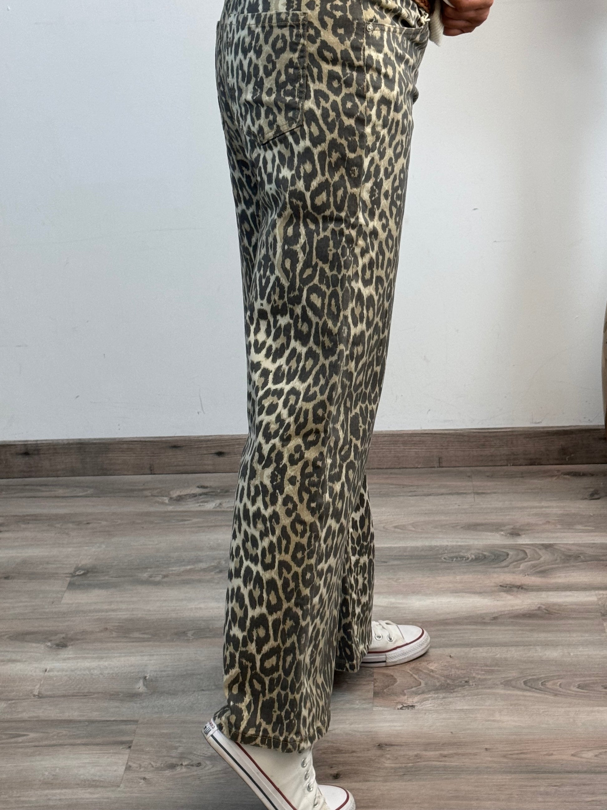 Jeans wide leg leopard
