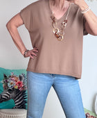 Teeshirt maille fine marron clair TU 36/46