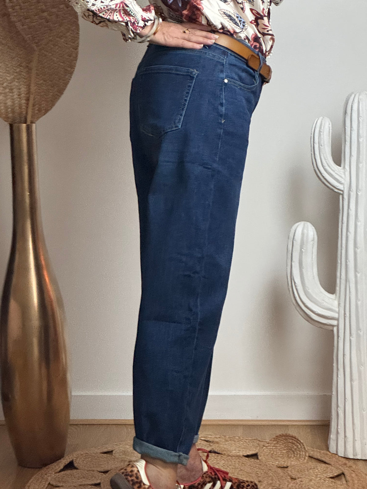 Jean barrel bleu denim