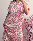 Robe teeshirt Léo rose et taupe