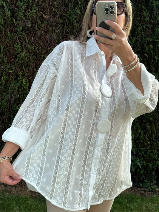 Chemise Lolita broderie blanche