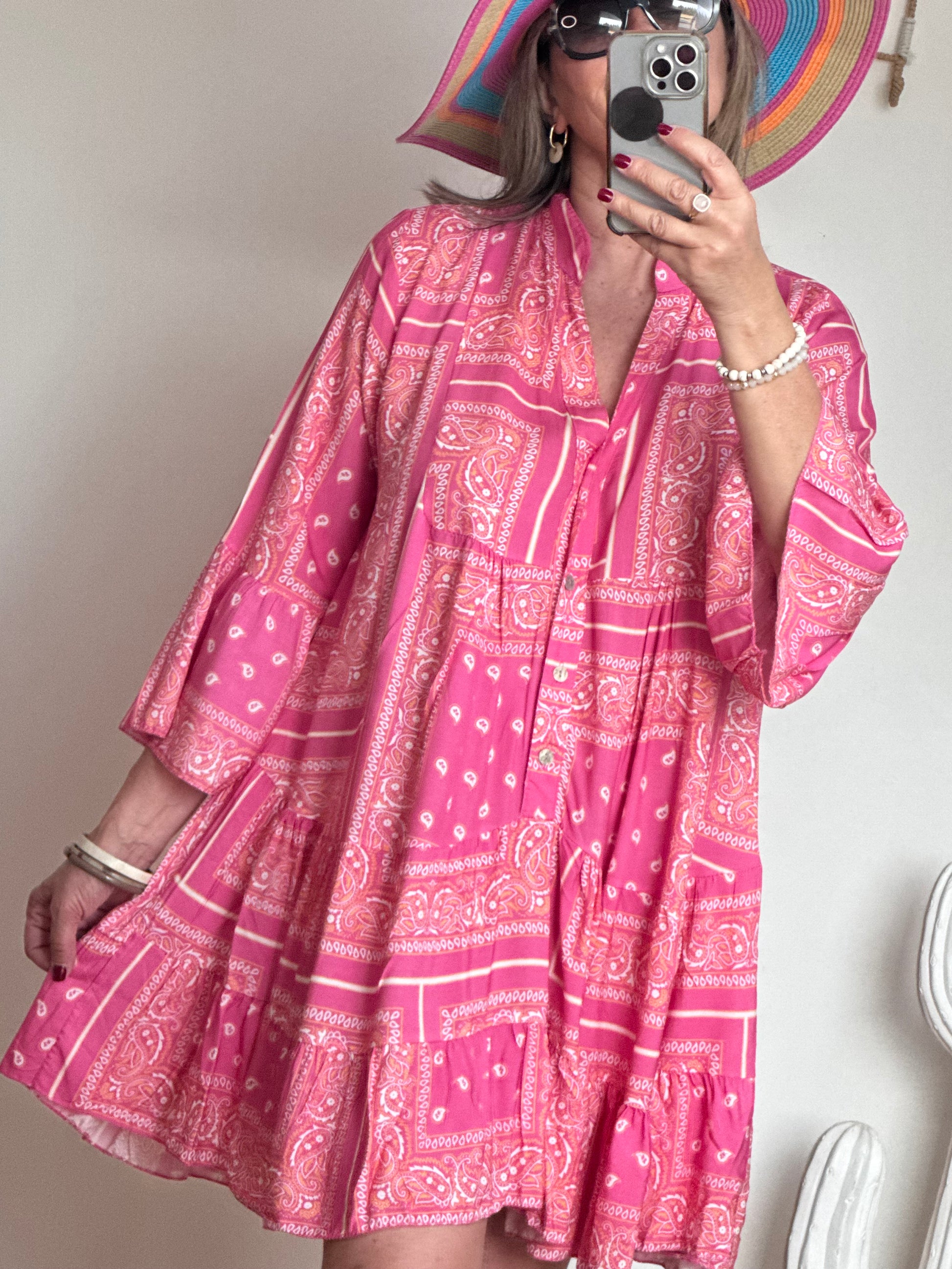 Robe Léa bandana fuchsia