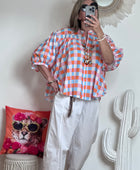 Blouse vichy orange /bleu