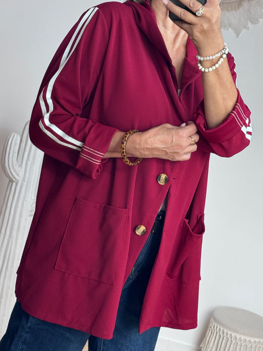 Veste casuel bordeaux jolie forme