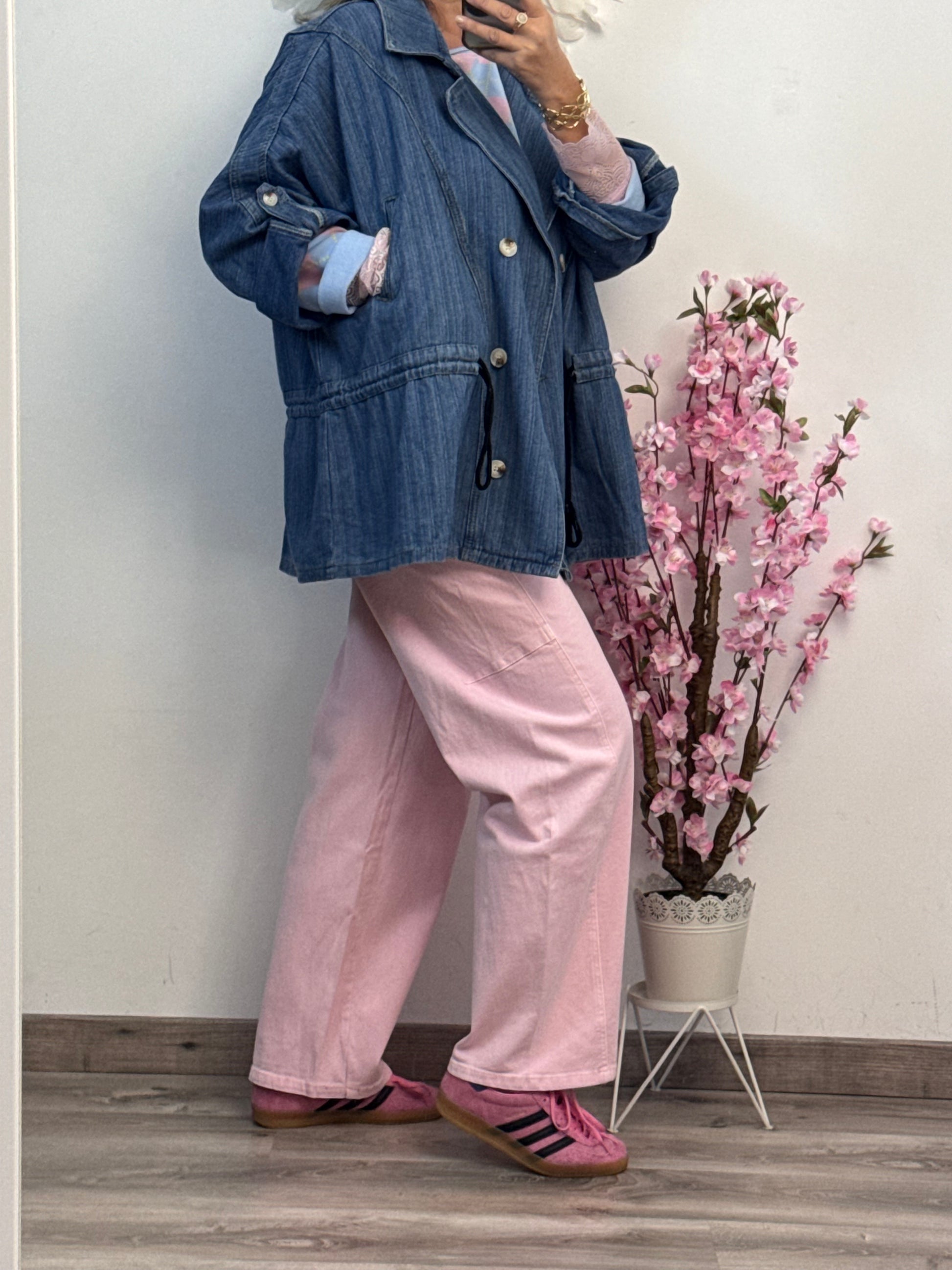 Jeans balloon rose pâle