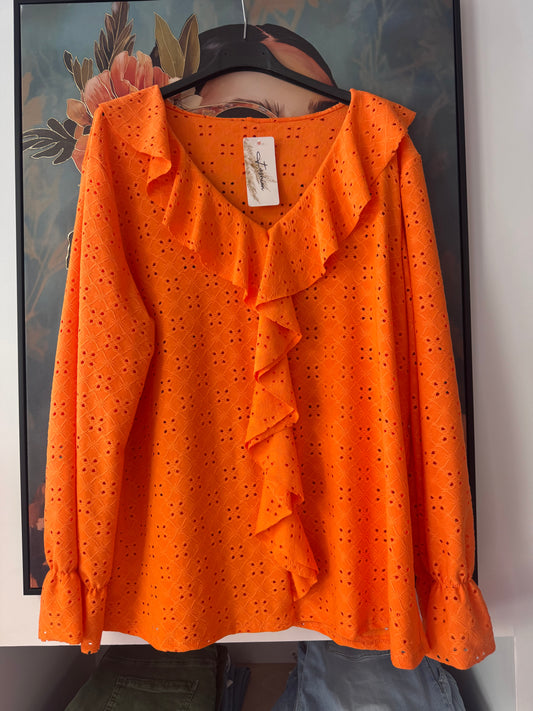 Blouse broderie anglaise orange