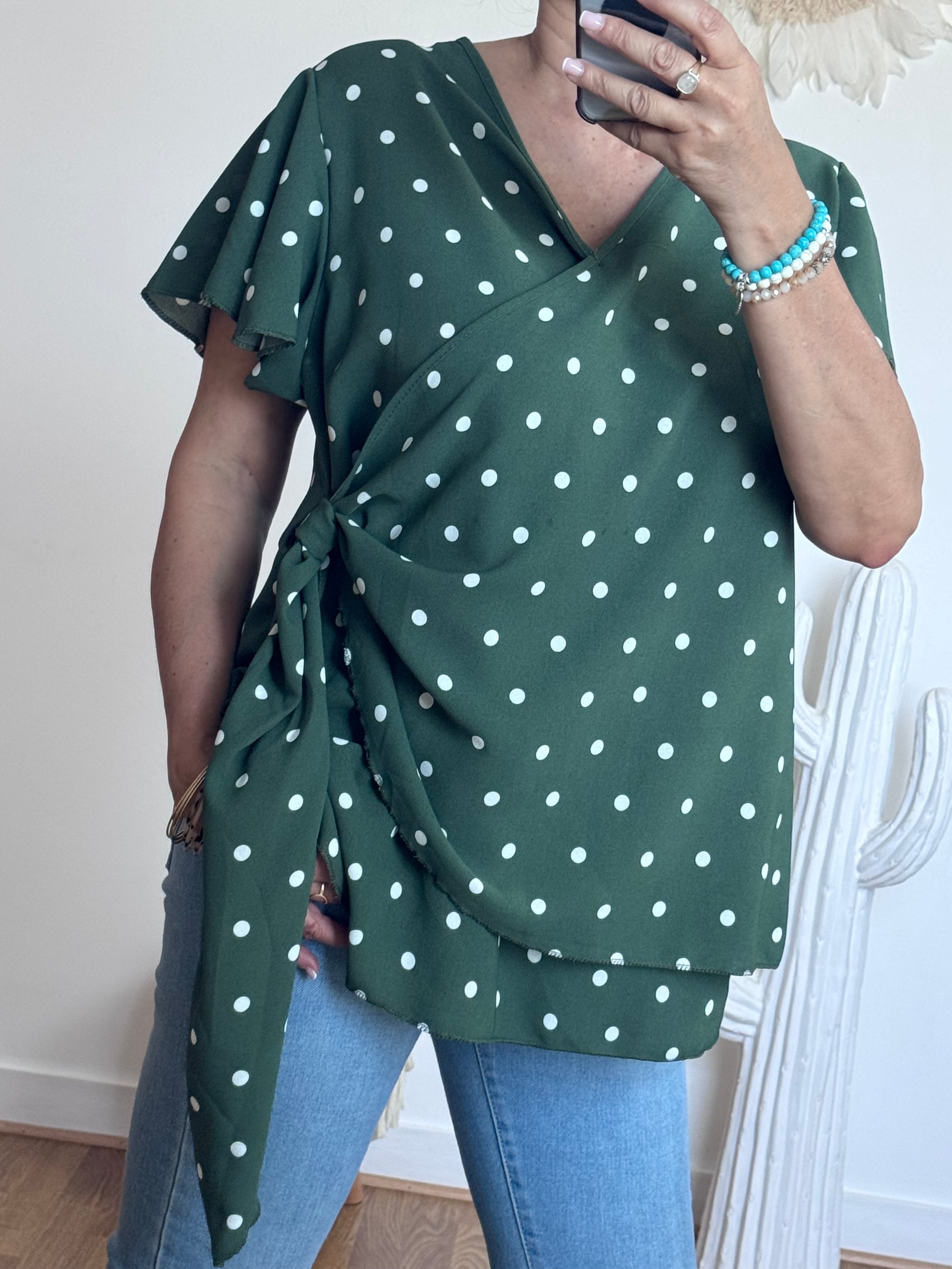 Blouse pois kaki TU 44/50