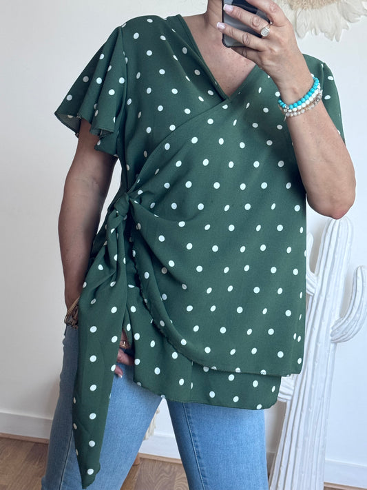 Blouse pois kaki TU 44/50