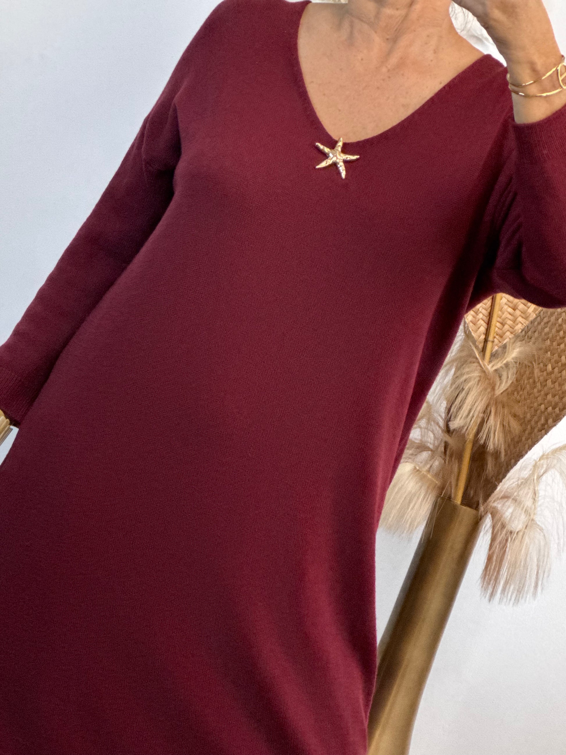 Robe maille bordeaux