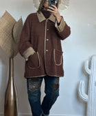 Veste moumoute Marron bi matière