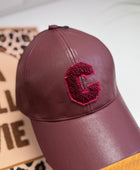 Casquette similicuir bordeaux