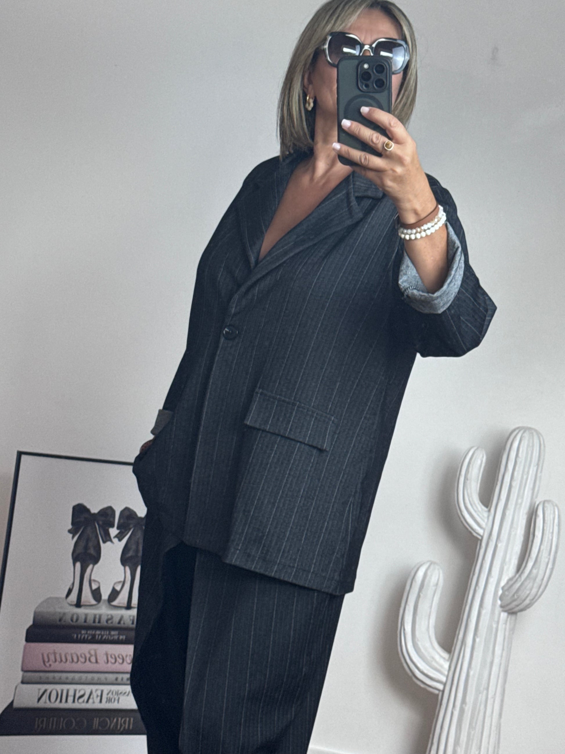 Veste blazer Alan noir fines rayures TU 40/48