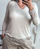 Top dentelle beige