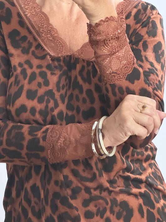 Top dentelle Léo camel