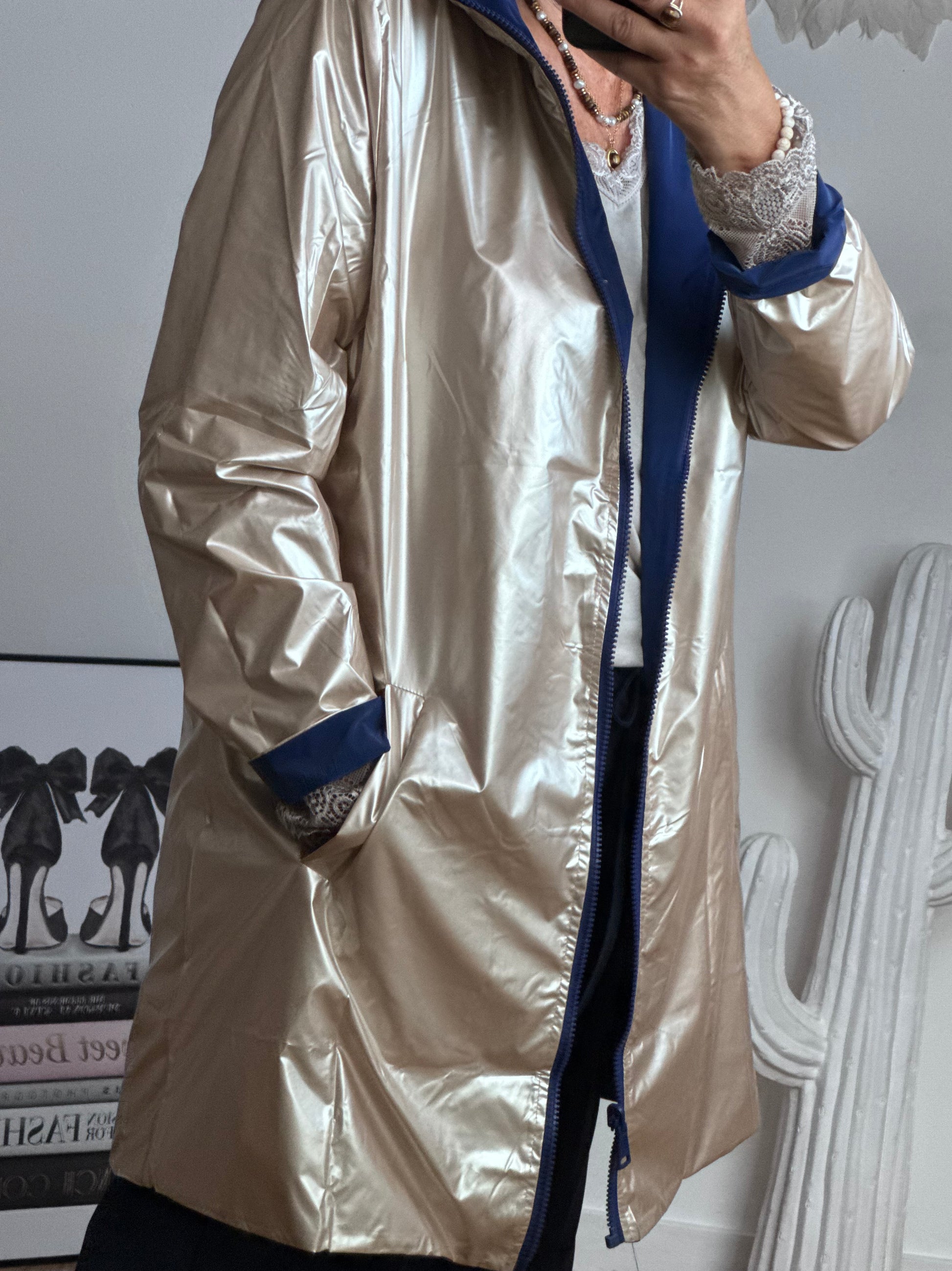 Veste coupe vent réversible marine /dorée