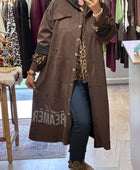 Veste longue suédine marron