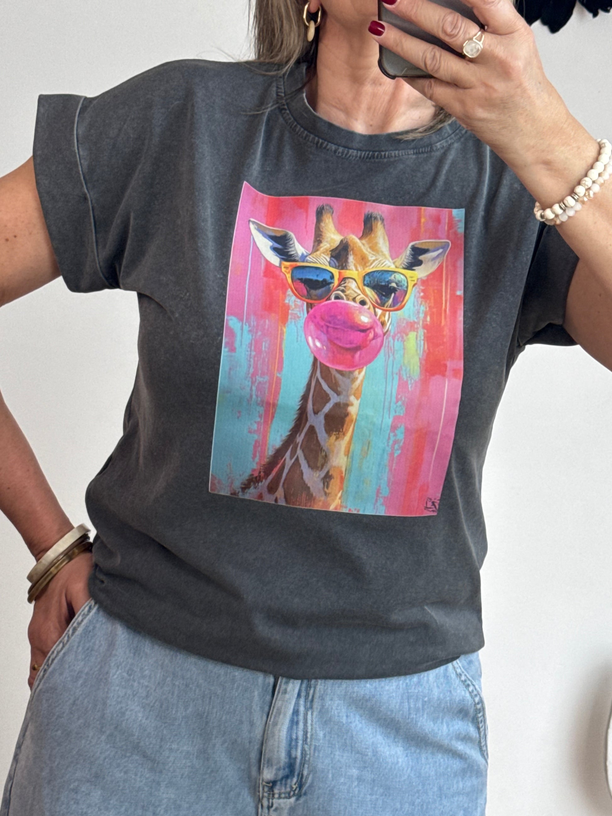 Teeshirt girafe noir