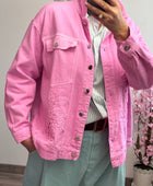 Blouson jeans rose broderie TU 38/44