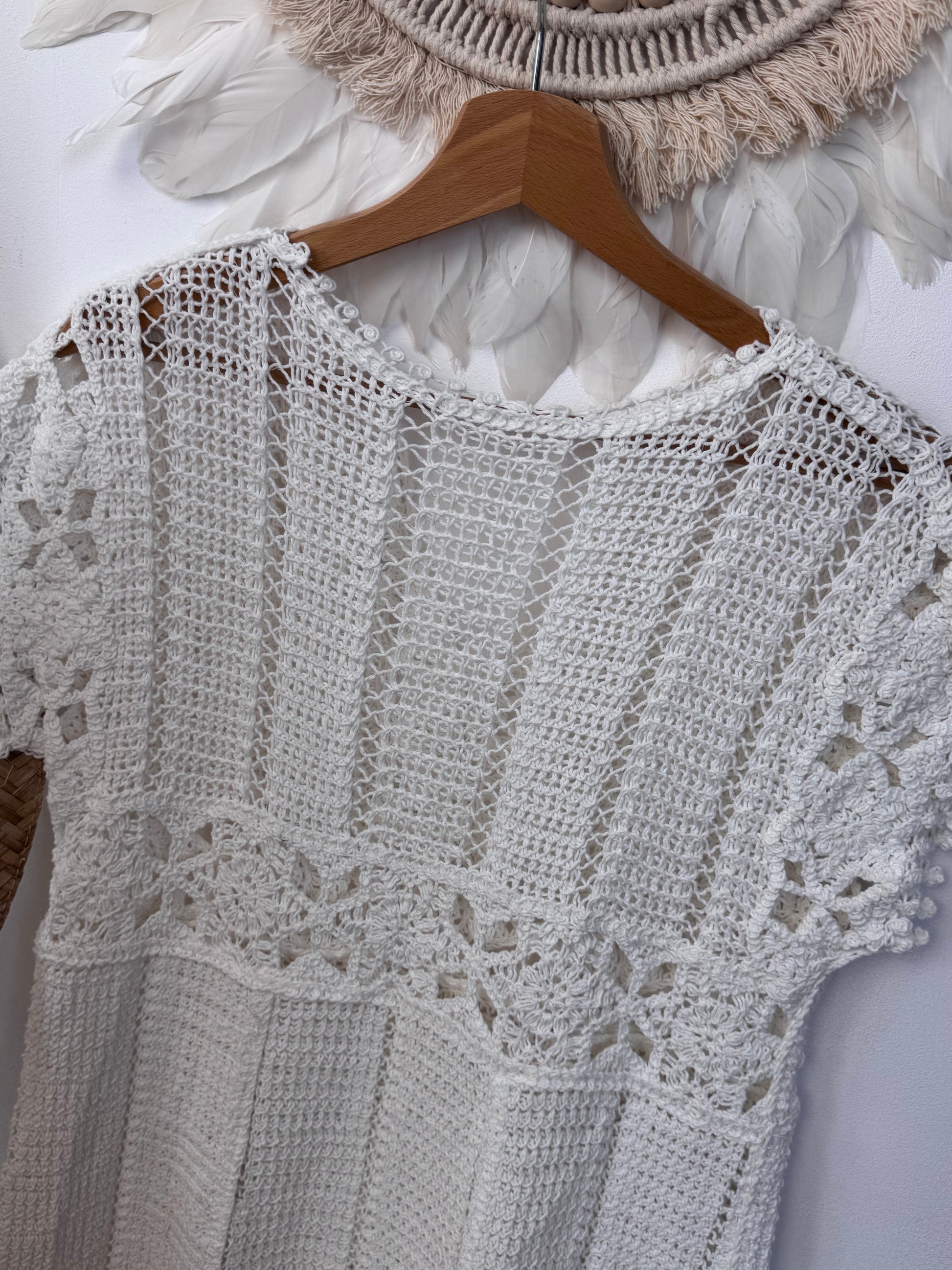 Robe courte bohème crochet blanc
