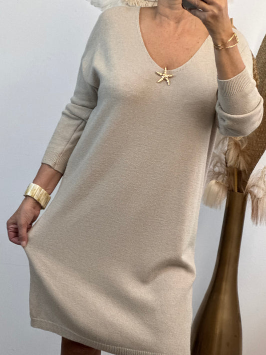 Robe maille beige