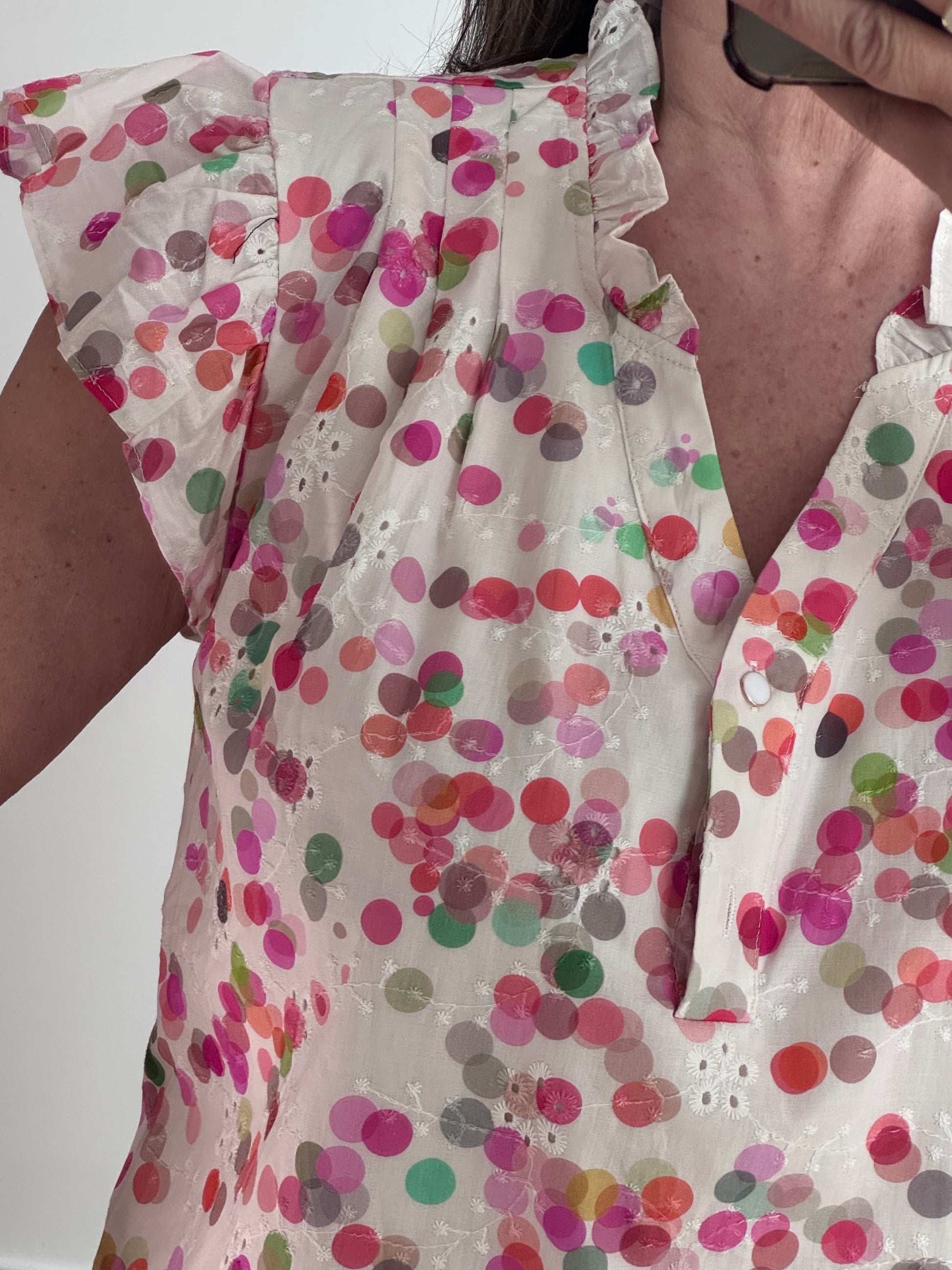 Blouse brodée bulles multicolores