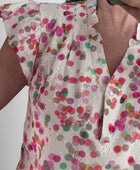 Blouse brodée bulles multicolores