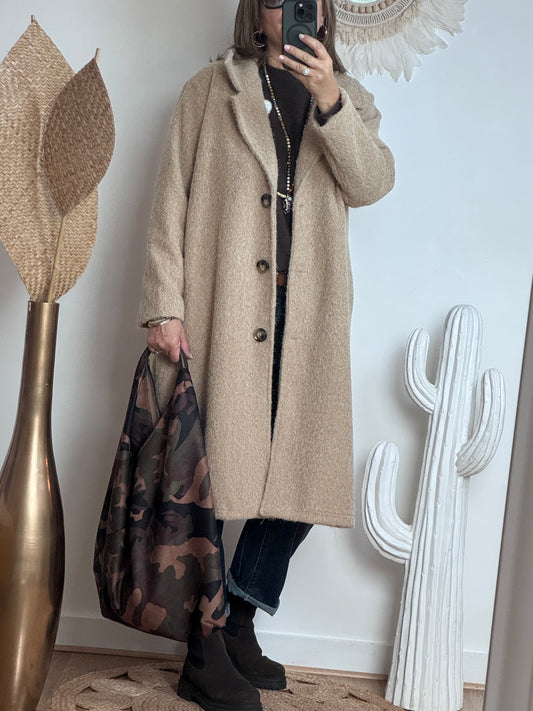 Manteau moumoute beige