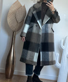 Manteau carreaux taupe