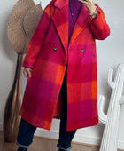 Manteau carreaux fuchsia