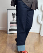 Jean revers wide leg bleu brut
